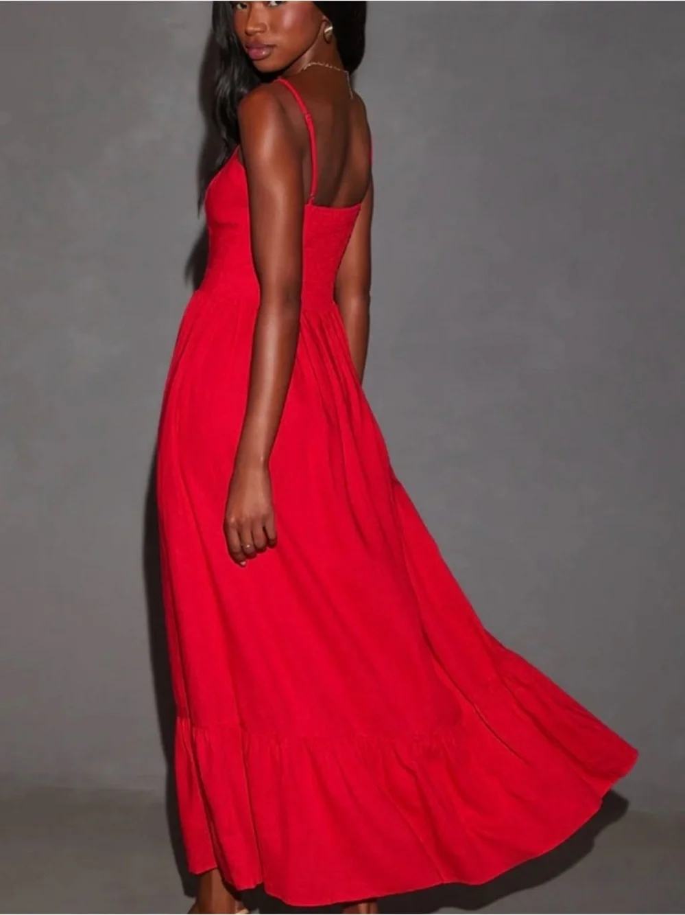 Vici Red Maxi Dress with Spaghetti Straps - Picture 3 of 13